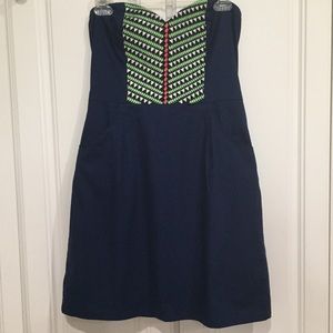 NWOT navy embroidered dress
